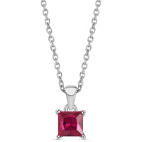 Rubeena Ruby CZ Silver Pendant with Chain for Women