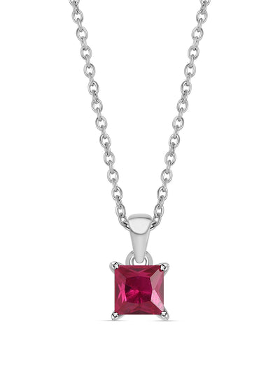 Rubeena Ruby CZ Silver Pendant with Chain for Women