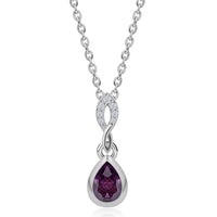 Amethyst CZ Pear Shape Silver Drop Pendant for Women