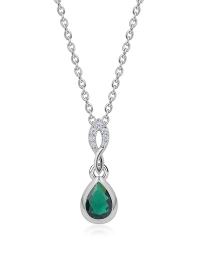 green emerald CZ necklace in 925 sterling silver by Ornate Jewels