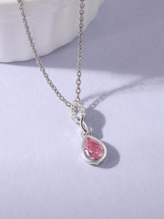 Silver chain Necklace for Women with Pink CZ halo pendant