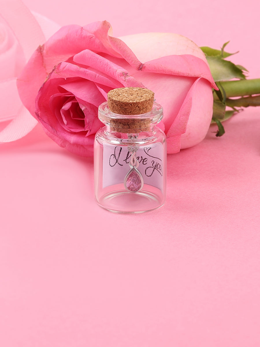 Pink CZ Drop Necklace For Women