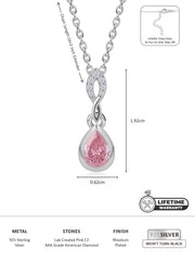 Silver chain Necklace for Women with Pink CZ halo pendant
