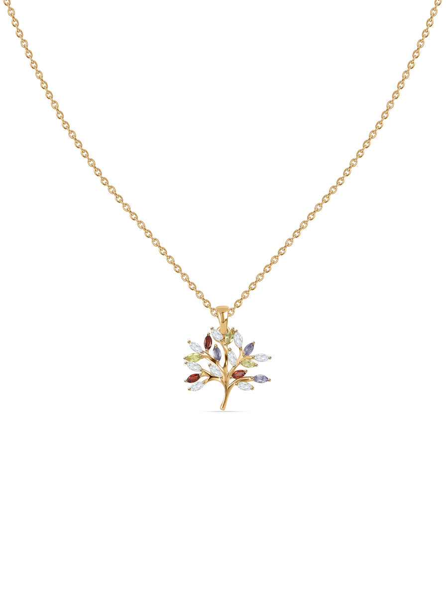 Gemstone Bloom Multi-Gem Silver Pendant