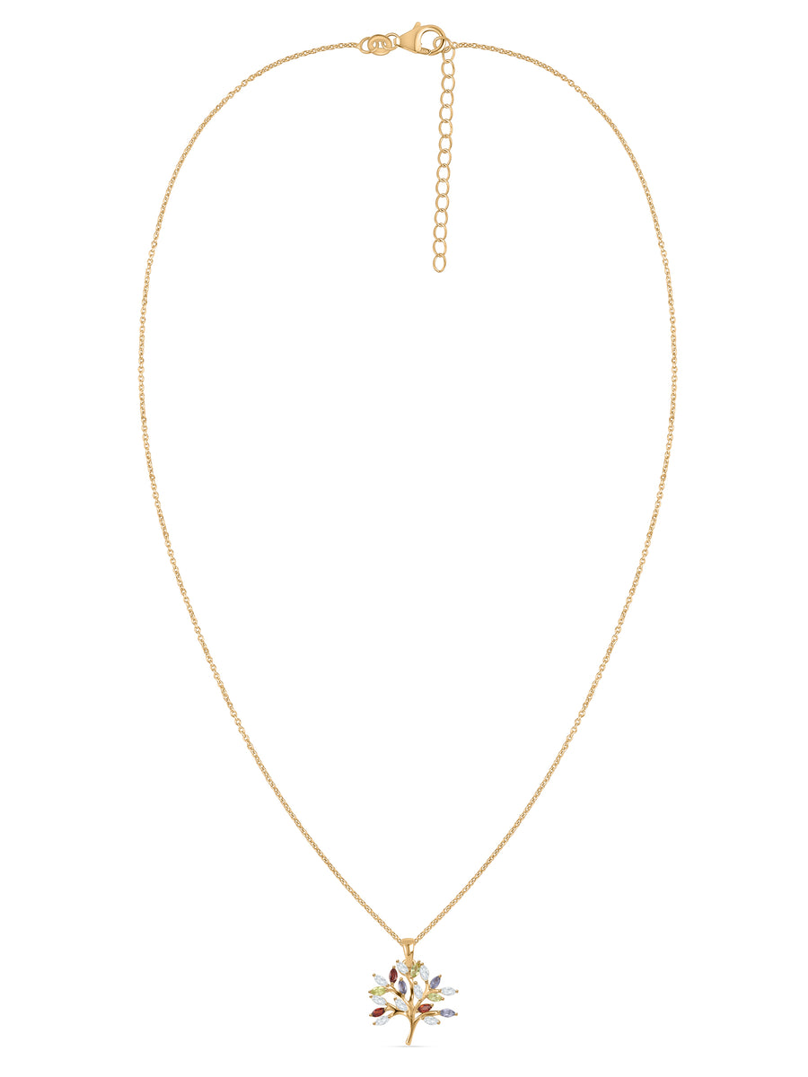 Gemstone Bloom Multi-Gem Silver Pendant