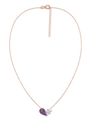 Natural Amethyst Pear Toi Et Moi Gold Necklace