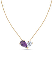 Natural Amethyst Pear Toi Et Moi Gold Necklace