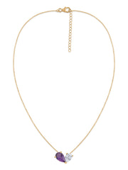 Natural Amethyst Pear Toi Et Moi Gold Necklace