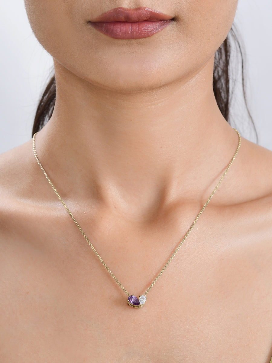 Toi Et Moi Amethyst Yellow Gold Necklace