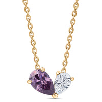 Toi Et Moi Amethyst CZ Yellow Gold-Plated Necklace
