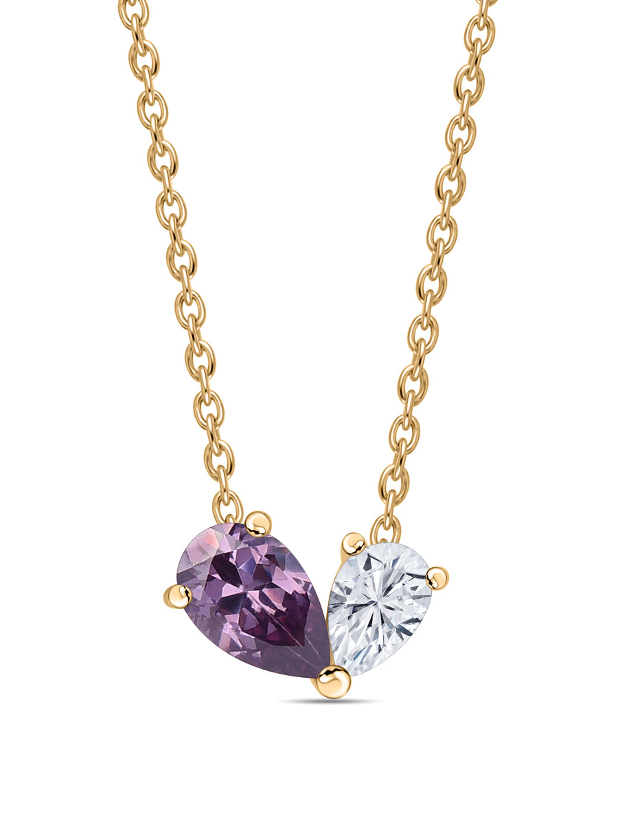Toi Et Moi Amethyst Yellow Gold Necklace