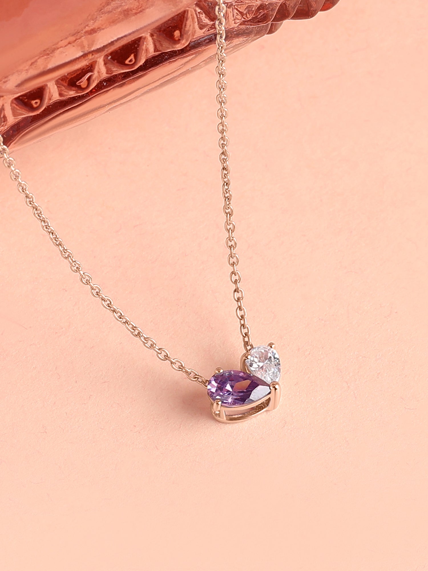 Toi Et Moi Amethyst Rose Gold Necklace