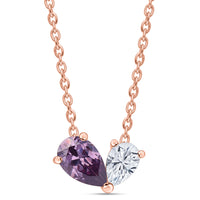 Toi Et Moi Amethyst CZ Rose Gold-Plated Necklace