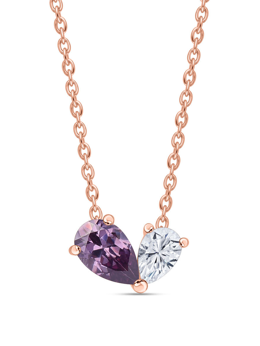 Toi Et Moi Amethyst Rose Gold Necklace