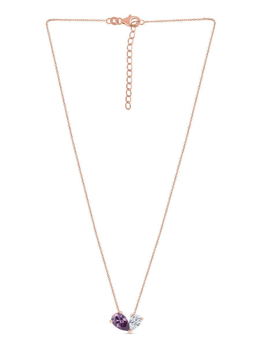 Toi Et Moi Amethyst Rose Gold Necklace