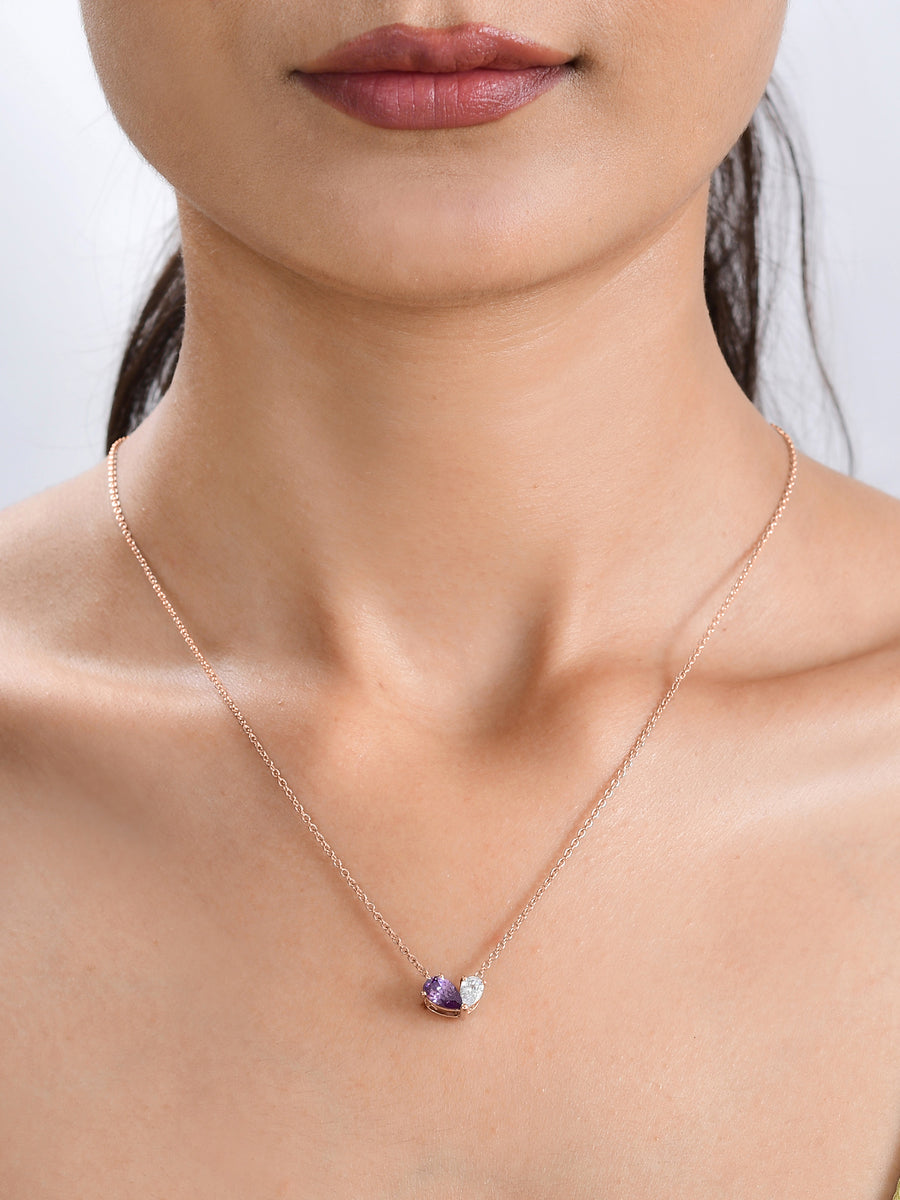 Toi Et Moi Amethyst Rose Gold Necklace
