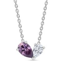 Toi Et Moi Amethyst CZ Silver Necklace for Women