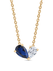 Toi Et Moi Blue Sapphire Yellow Gold Necklace