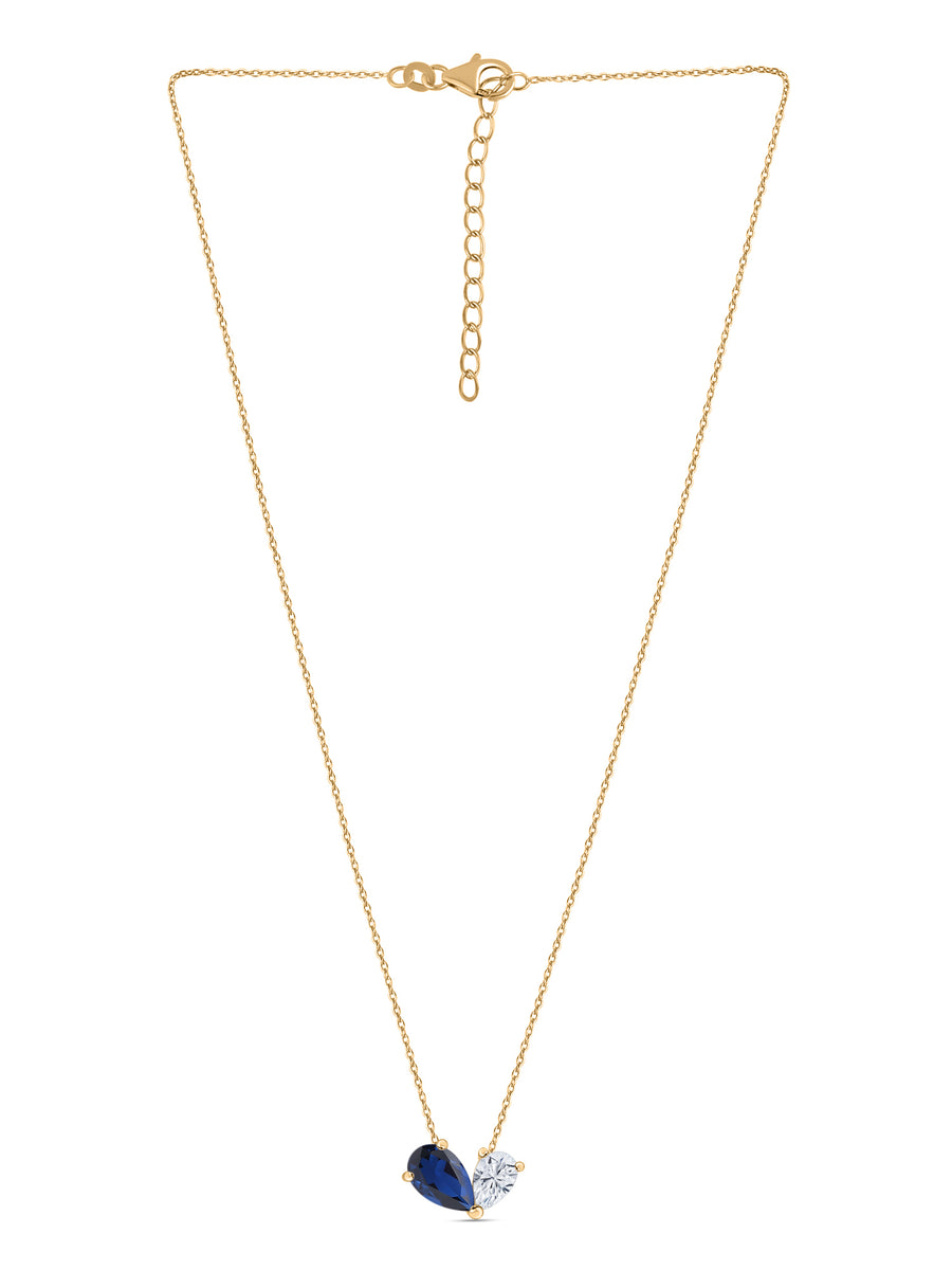 Toi Et Moi Blue Sapphire Yellow Gold Necklace