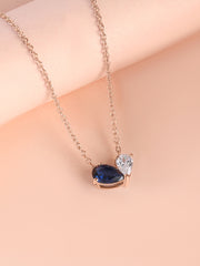 Toi Et Moi Blue Sapphire Rose Gold Necklace