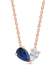 Toi Et Moi Blue Sapphire Rose Gold Necklace