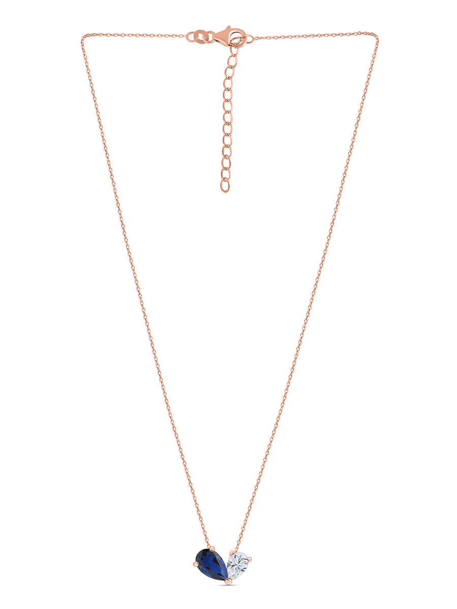 Toi Et Moi Blue Sapphire Rose Gold Necklace