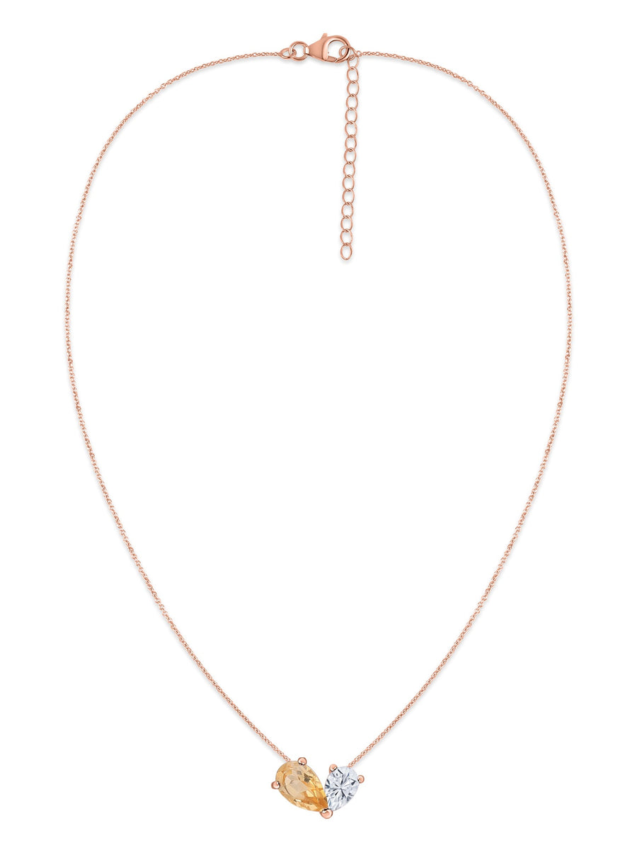 Citrine Pear Toi Et Moi Gold Necklace