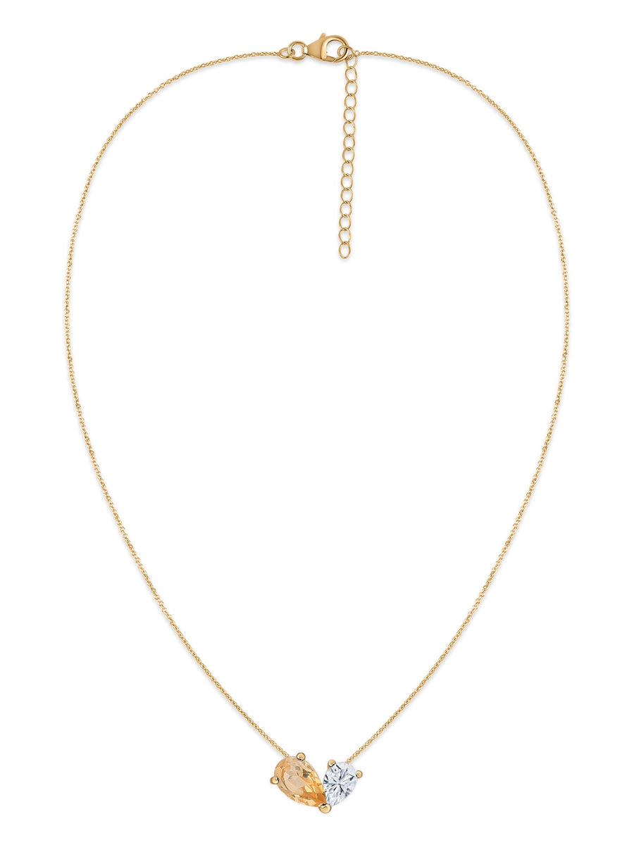 Citrine Pear Toi Et Moi Gold Necklace
