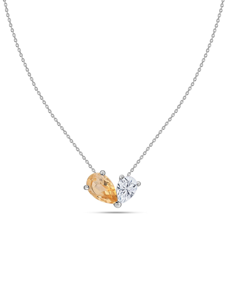 Citrine Pear Toi Et Moi Gold Necklace