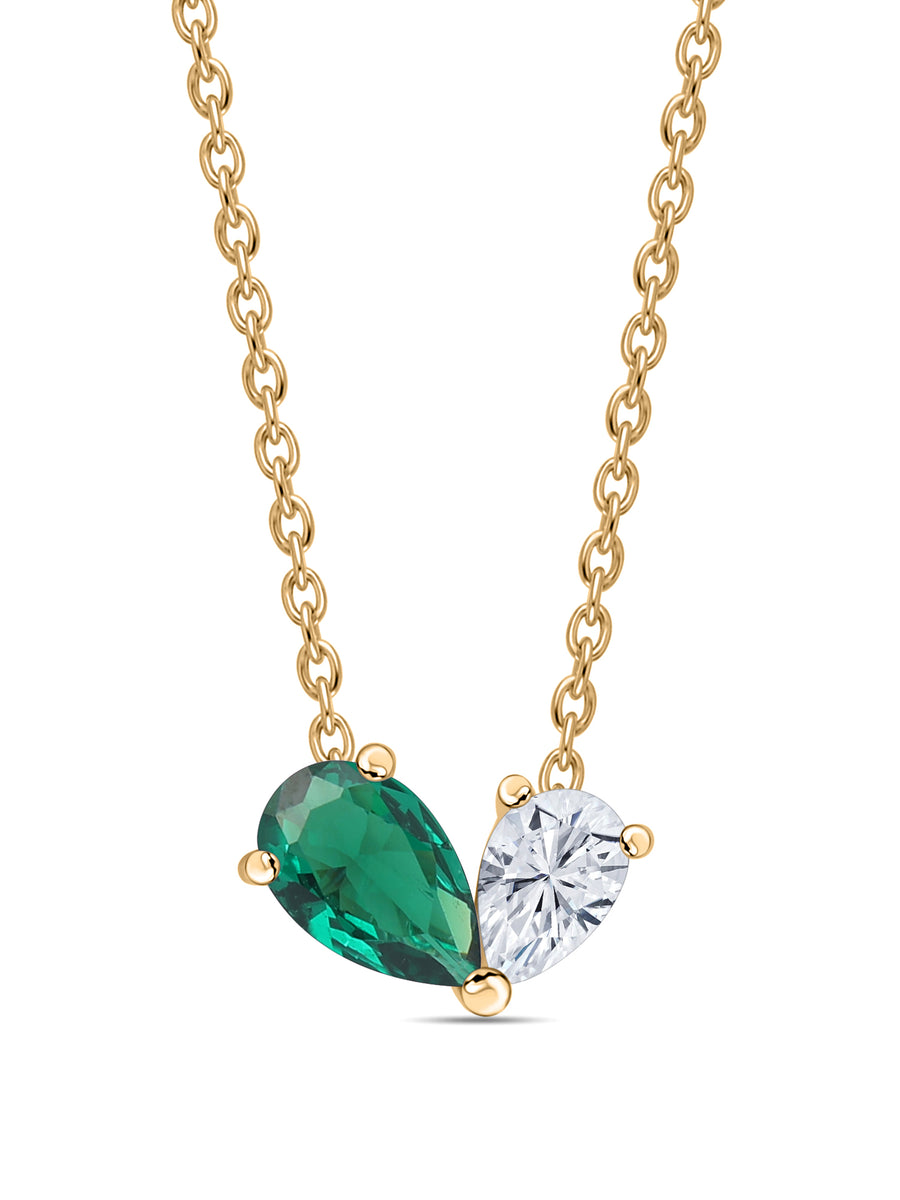 Toi Et Moi Go Green Yellow Gold Necklace