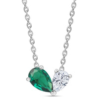 Toi Et Moi Green CZ Silver Necklace for Women