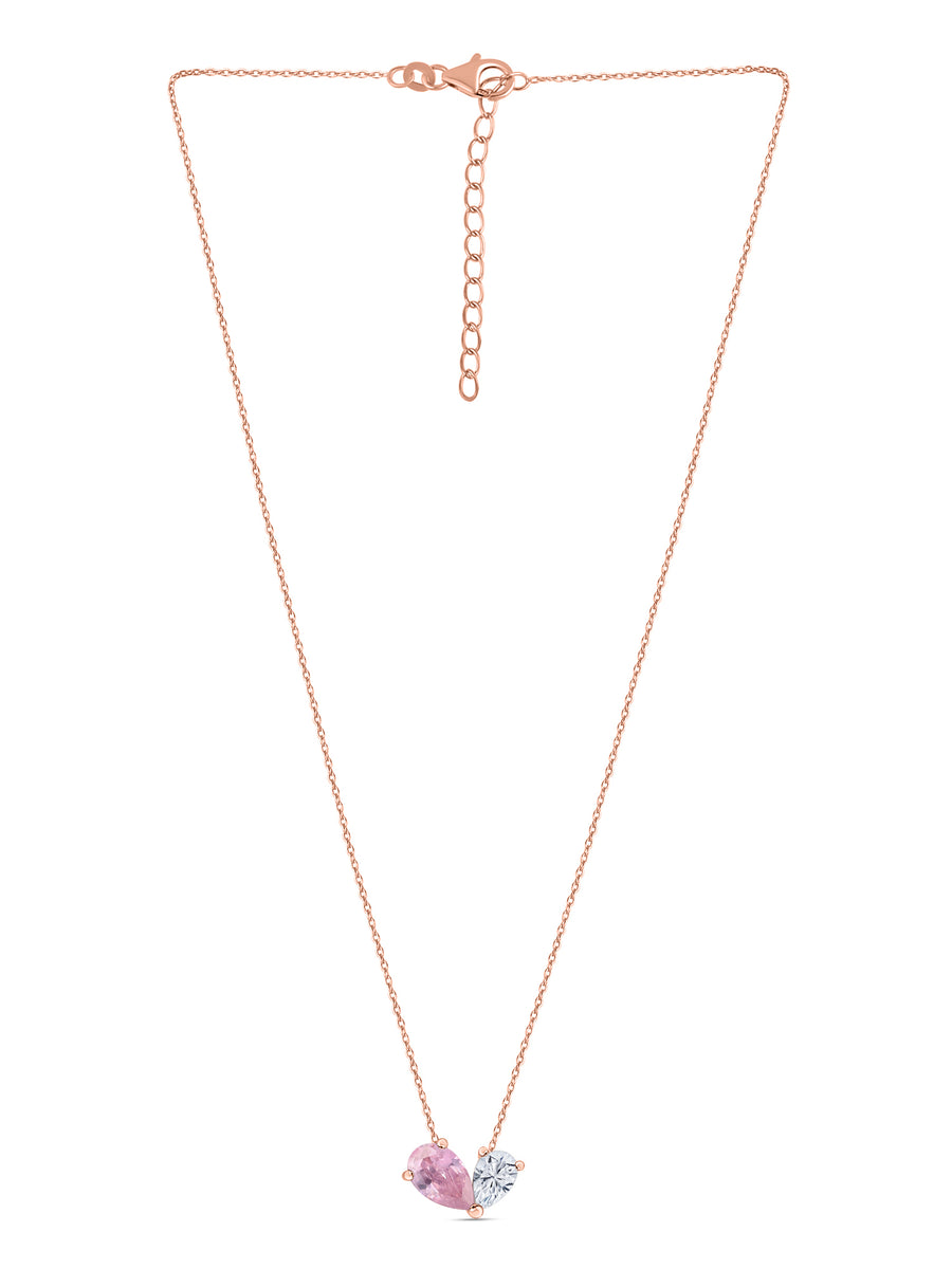 Toi Et Moi Blush Pink Rose Gold Necklace