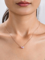 Toi Et Moi Blush Pink Rose Gold Necklace