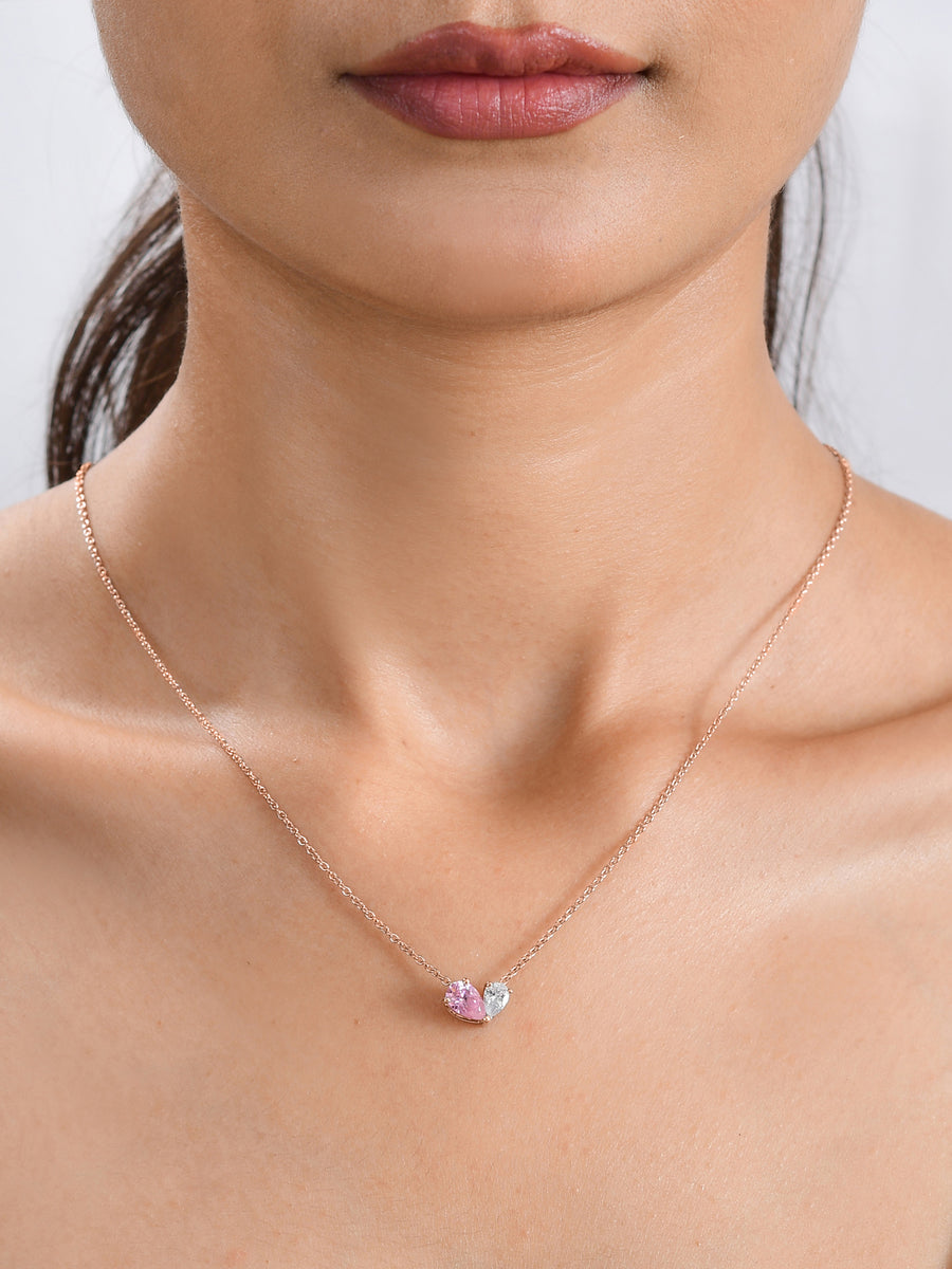 Toi Et Moi Blush Pink Rose Gold Necklace