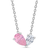 Toi Et Moi Blush Pink Silver CZ Necklace for Women
