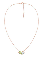 Natural Peridot Pear Toi Et Moi Gold Necklace