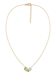 Natural Peridot Pear Toi Et Moi Gold Necklace