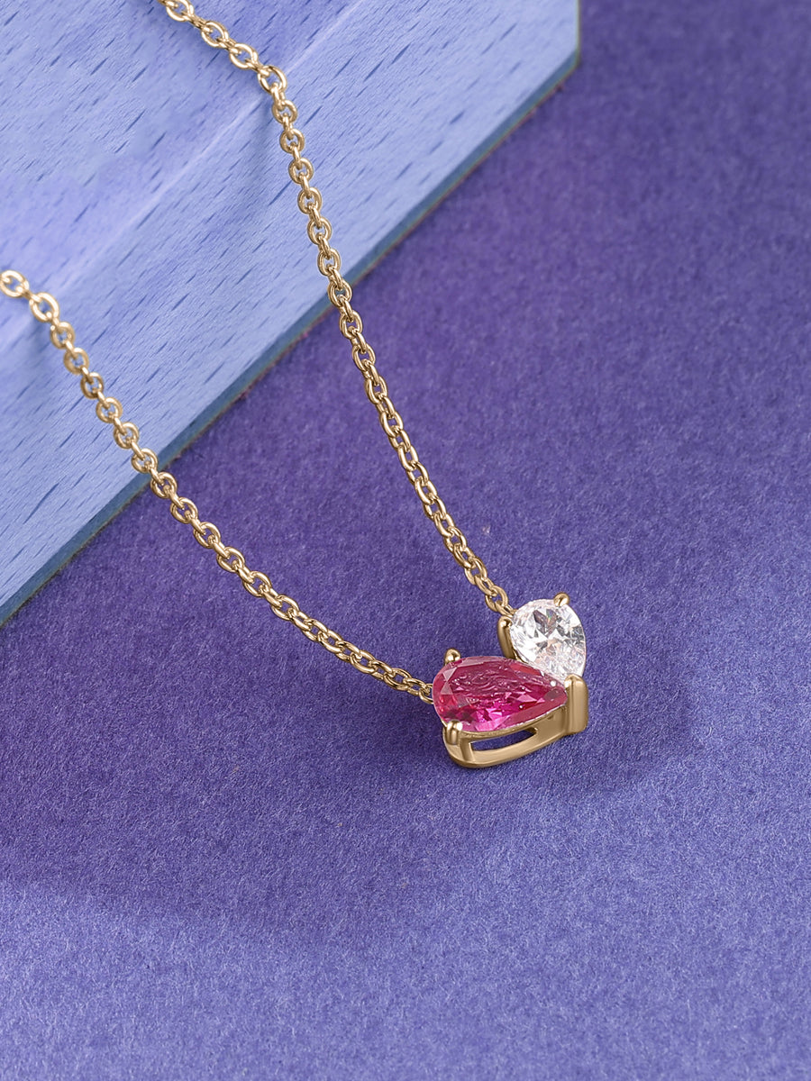 Toi Et Moi Red Hot Yellow Gold Necklace