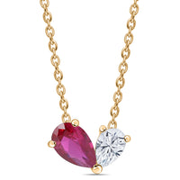 Toi Et Moi Red Hot Yellow Gold-Plated Necklace