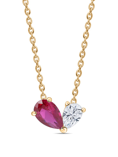 Toi Et Moi Red Hot Yellow Gold-Plated Necklace