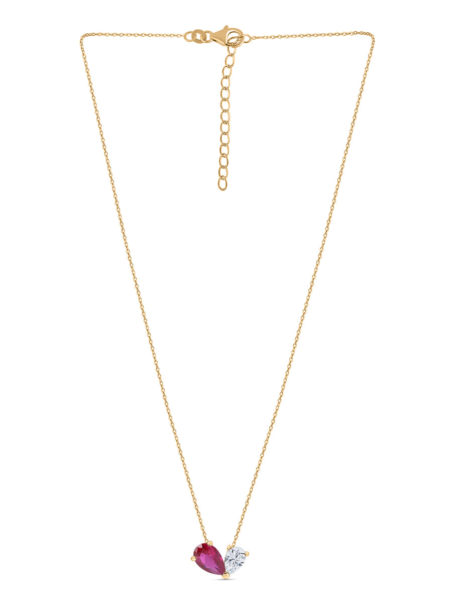 Toi Et Moi Red Hot Yellow Gold Necklace