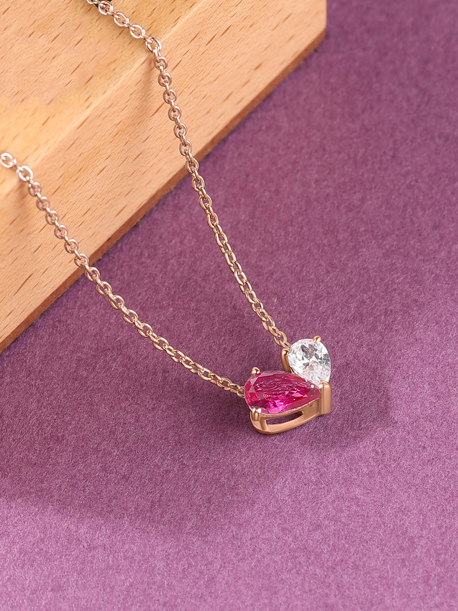 Toi Et Moi Red Hot Rose Gold Necklace