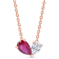 Toi Et Moi Red Hot Rose Gold-Plated Necklace