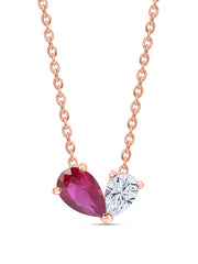 Toi Et Moi Red Hot Rose Gold Necklace