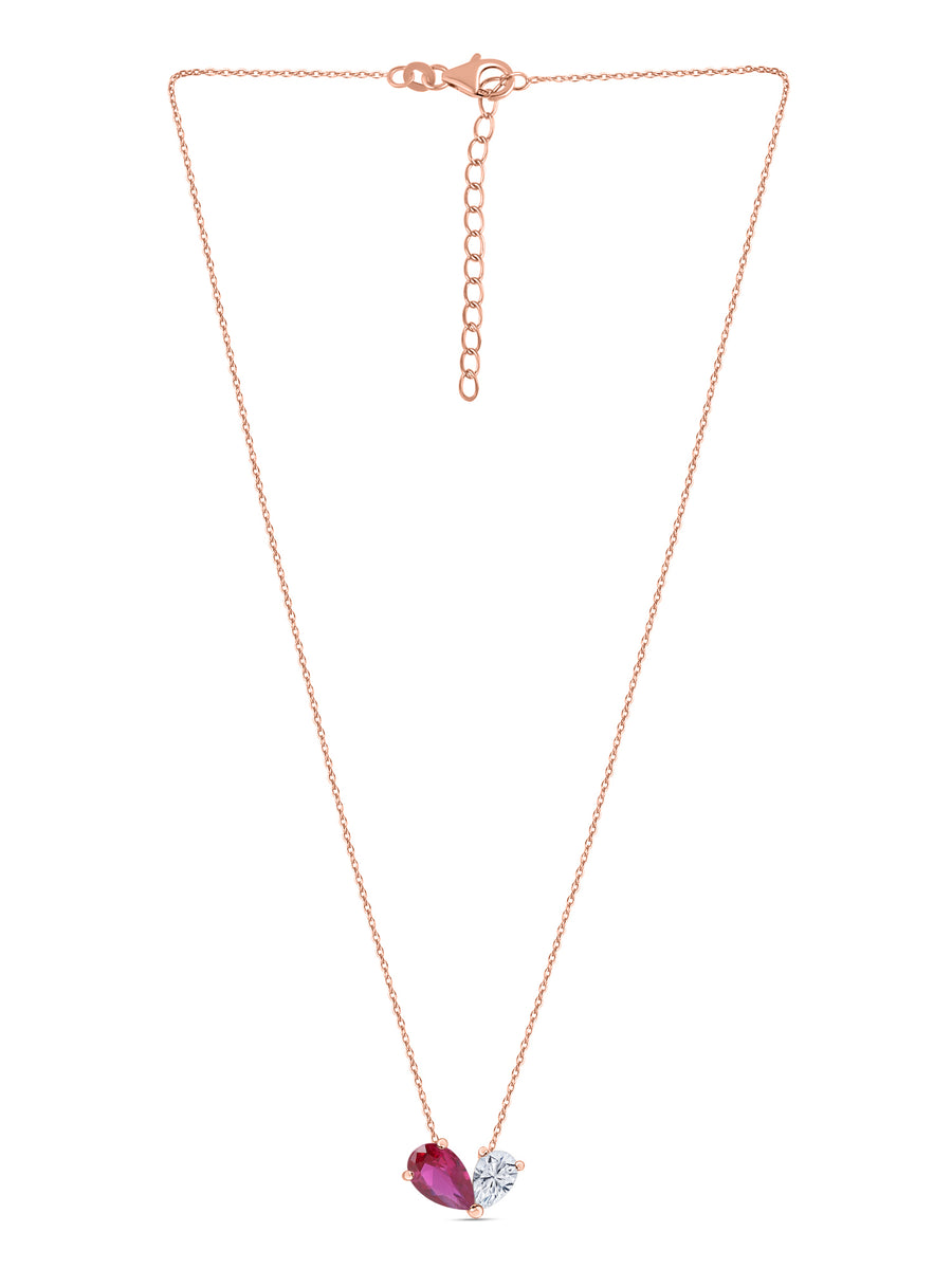 Toi Et Moi Red Hot Rose Gold Necklace