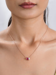 Toi Et Moi Red Hot Rose Gold Necklace