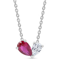 Toi Et Moi Red Hot Silver Necklace for Women