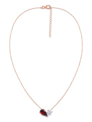 Natural Red Garnet Pear Toi Et Moi Gold Necklace