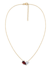 Natural Red Garnet Pear Toi Et Moi Gold Necklace