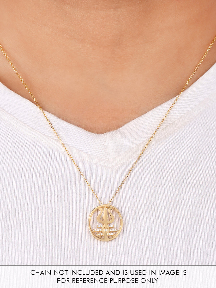 Golden Trishul Silver Rakhi Cum Pendant For Brother-2
